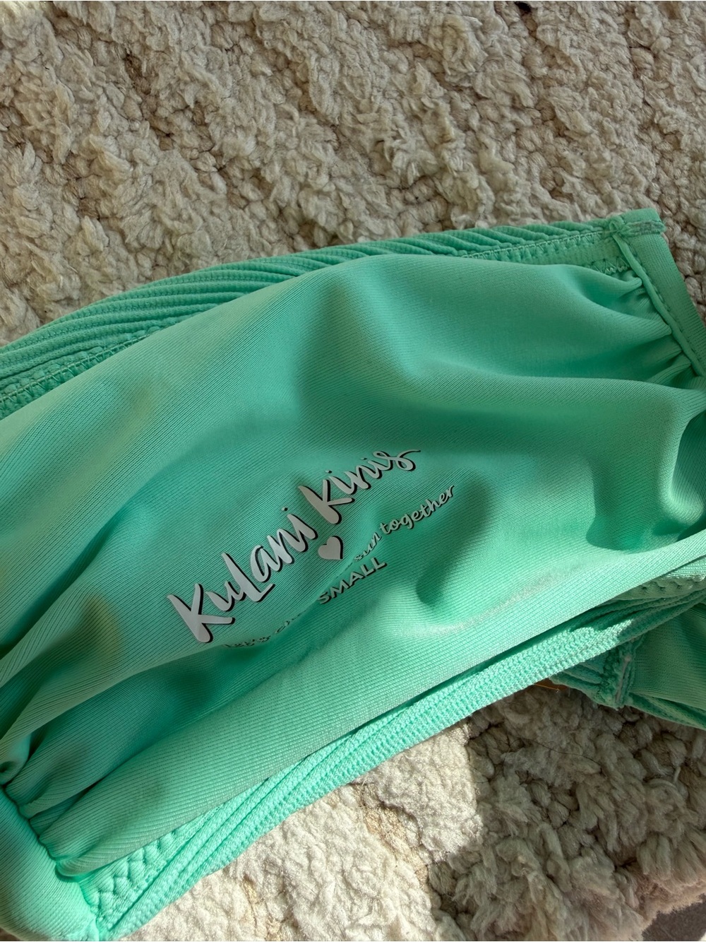 Kulani Kinis Mint Green Ribbed Bandeau Bikini Top - Picture 2 of 3